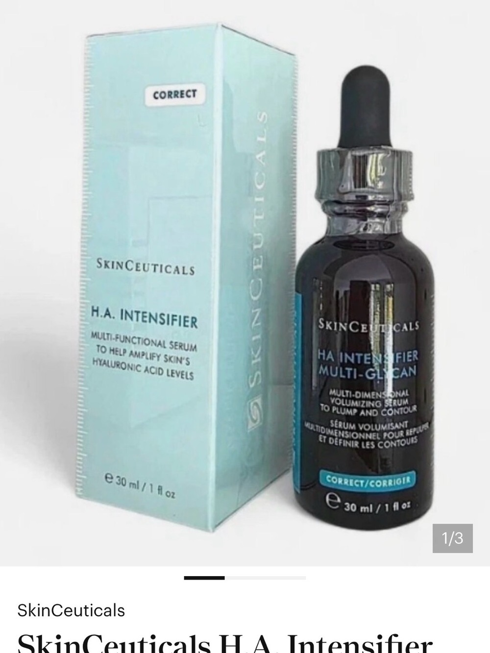 Genuine SkinCeuticals H.A. Intensifier Serum - Aqua Blue and Black